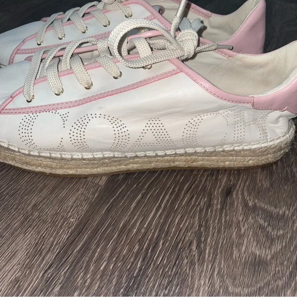 Coach Cate Pink and Cream Espadrille Sneakers size 10